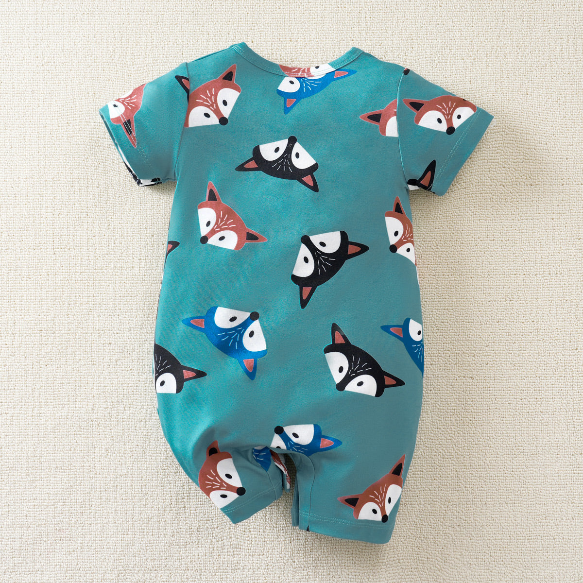 Baby Clothes Colorful Fox Print Pattern Short Sleeve Boxer Romper