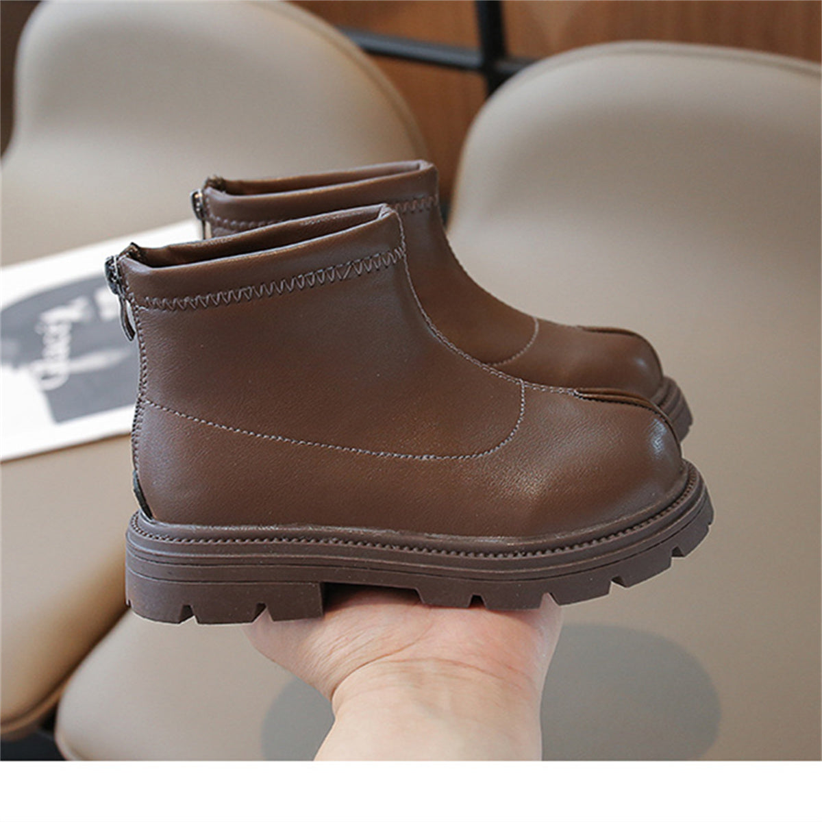 Children's girls' solid color simple style split toe versatile short boots