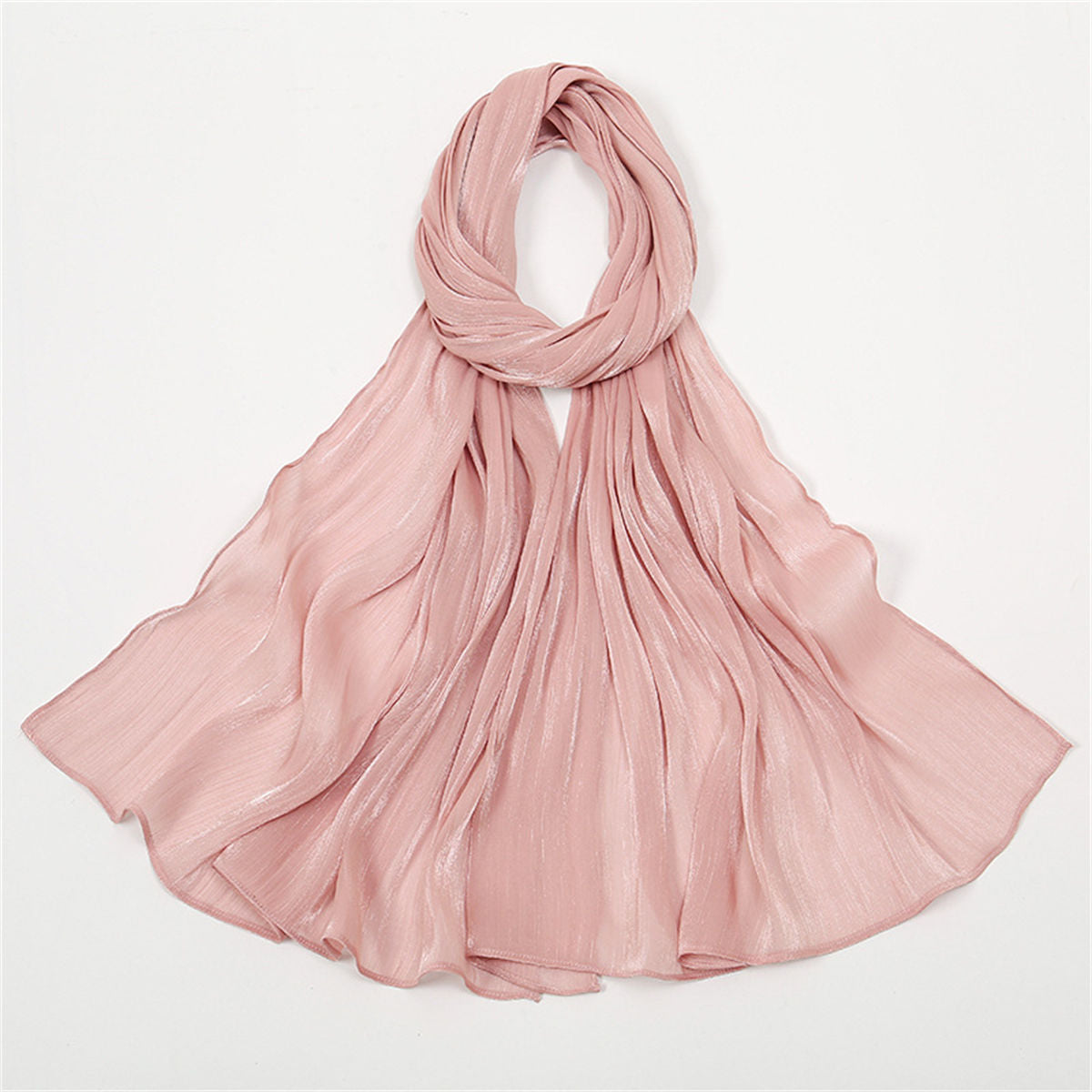 Women&#39;s solid color simple style breathable bright silk chiffon scarf