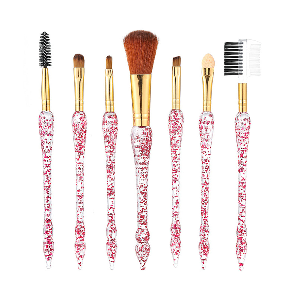 Glitter makeup brush set 7 pieces small waist eye shadow makeup brush