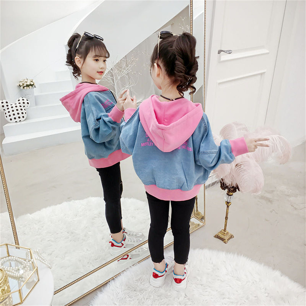 Girls Denim Jacket Casual Jacket Middle and Large Children's Tops