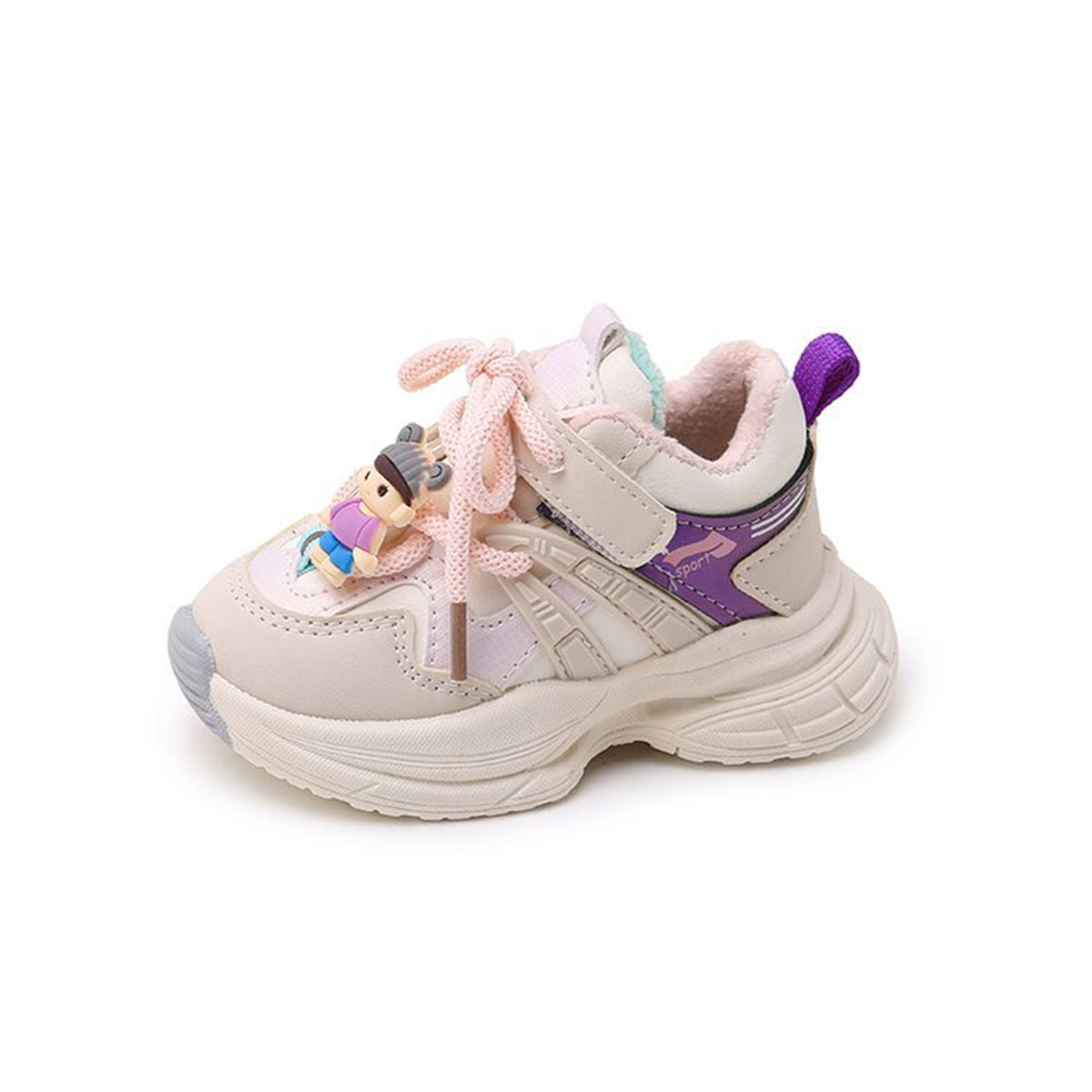 Winter plush and color matching cute doll sports shoes for boys and girls