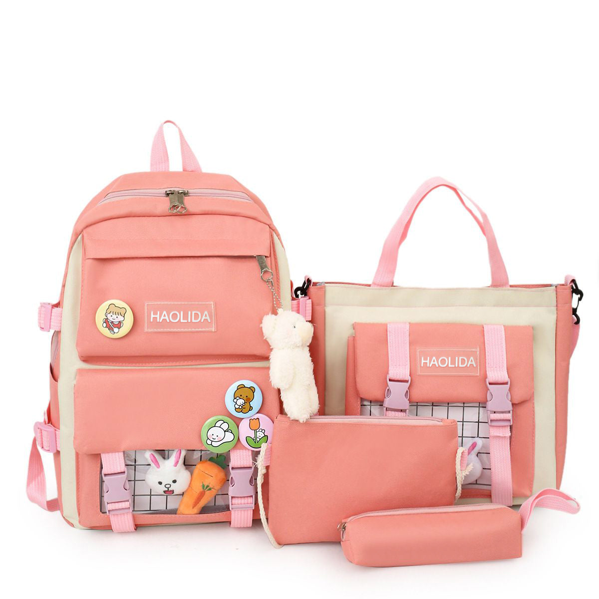 Children's Pure Cotton Solid Color School Bag Set