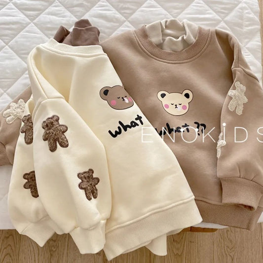 Autumn and winter boys and girls long-sleeved half-high collar thickened sweatshirt