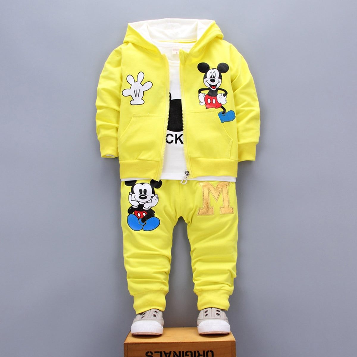 3-Piece Toddler Boy Autumn Casual Cartoon Print Long Sleeves T-shirt & Pants & Zip Hooded Jacket