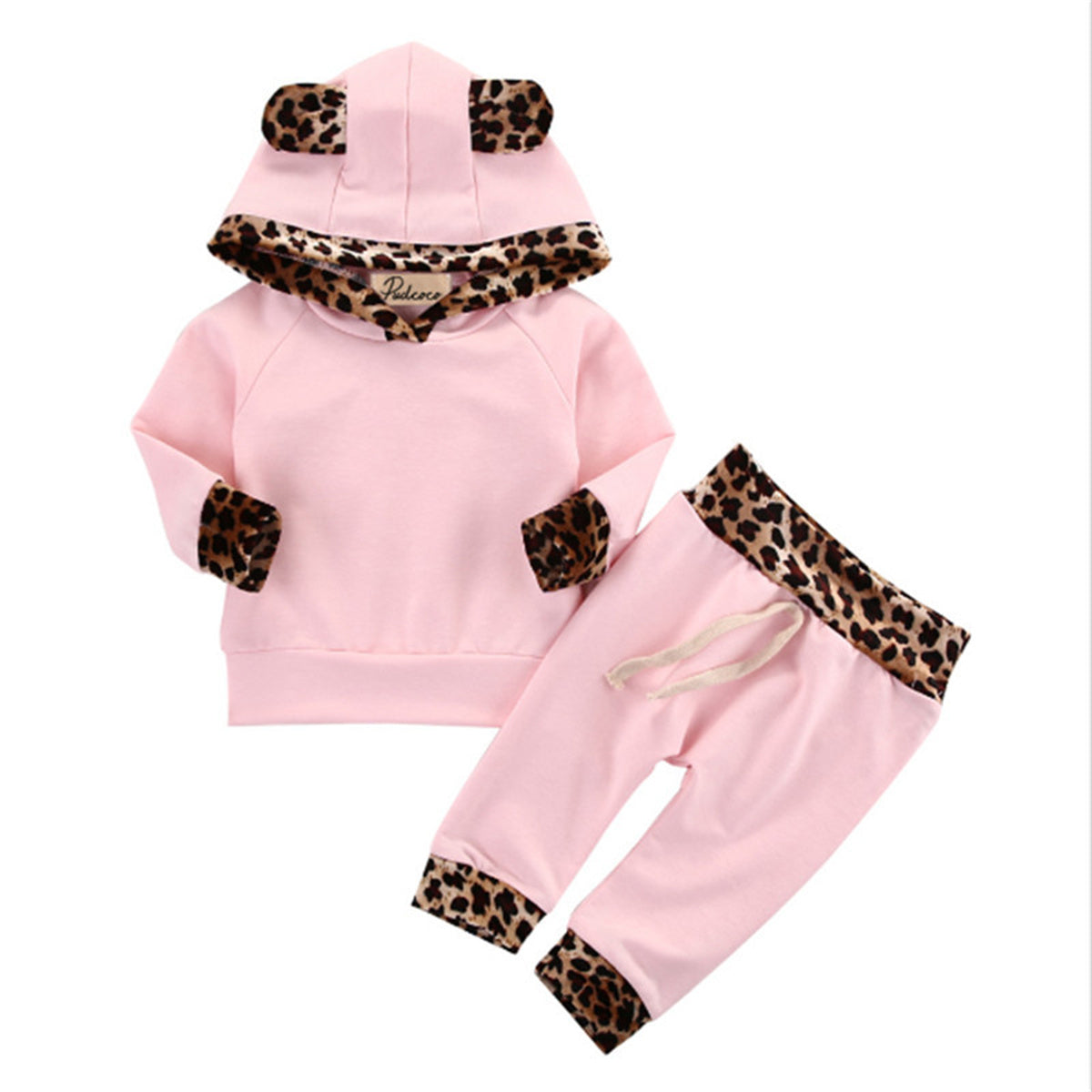 Baby pink sweatshirt leopard print solid color sweatshirt leopard print suit