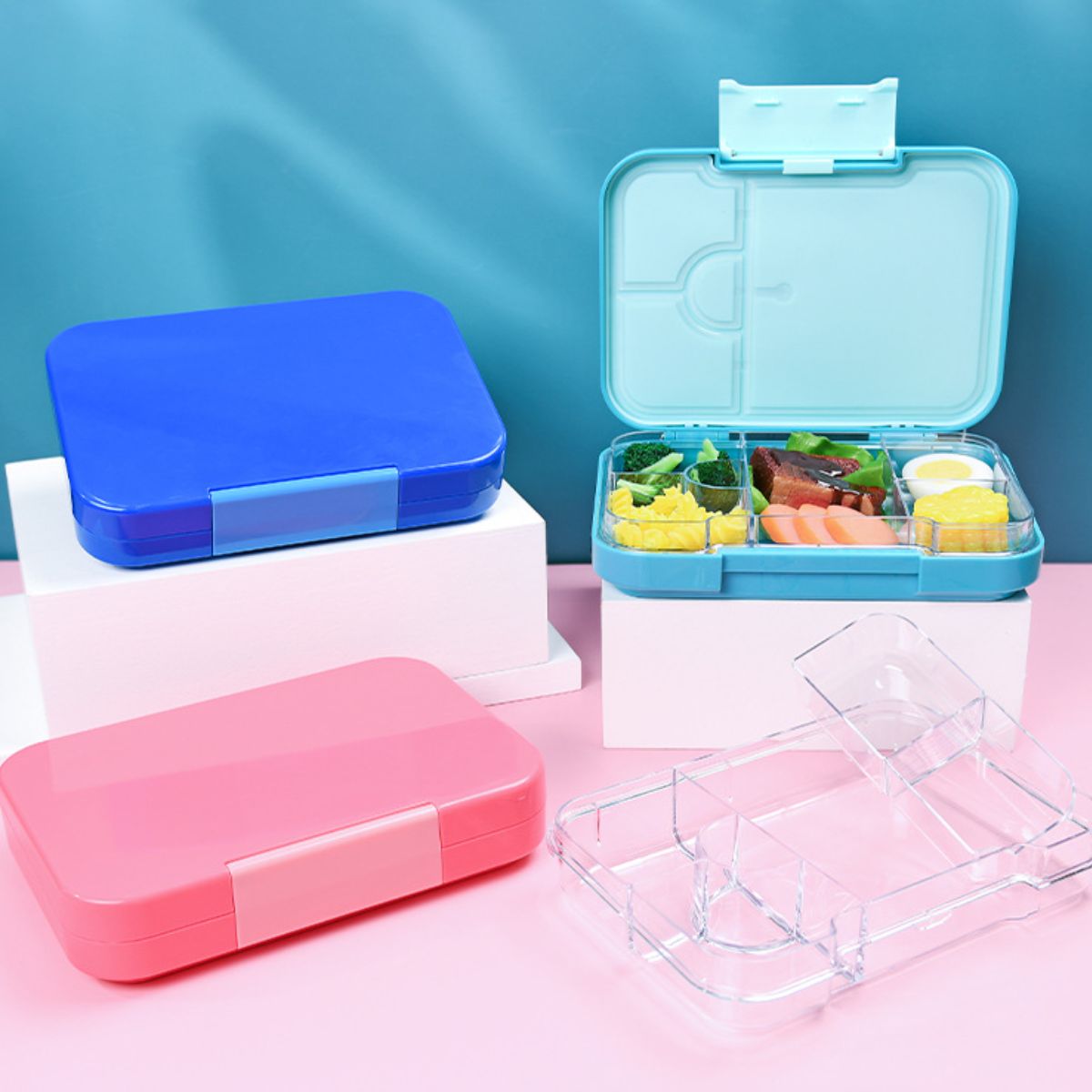 Tritan student lunch box portable single buckle compartment lunch box can be heated in microwave oven lunch box children's lunch box