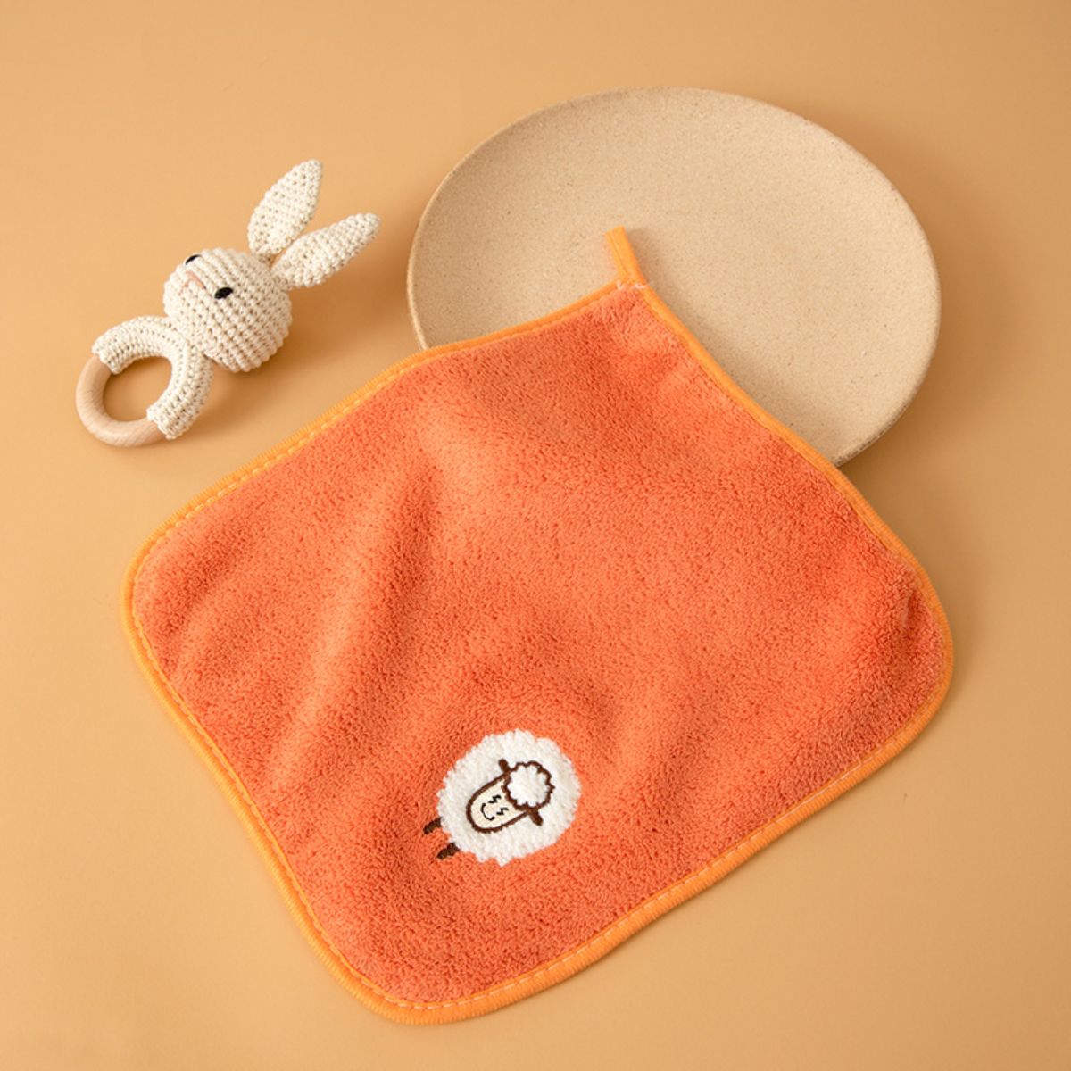 Children's square soft embroidered face towel