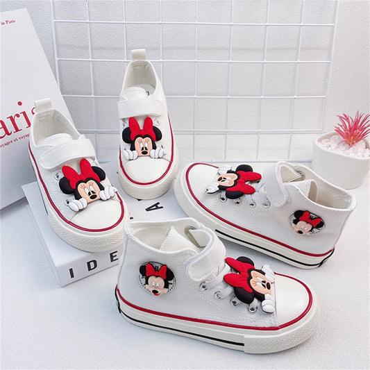 Little girl's 3D Minnie cute sweet style casual high top canvas shoes