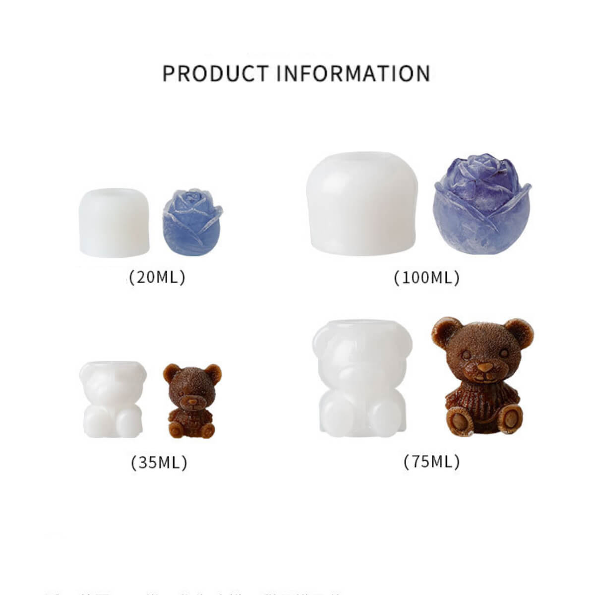 Silicone Bear Ice Cube Mold Rose Ice Grid