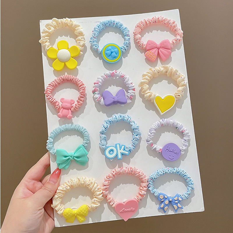 Children's 5-piece set of colorful cute three-dimensional bear elastic hair ties