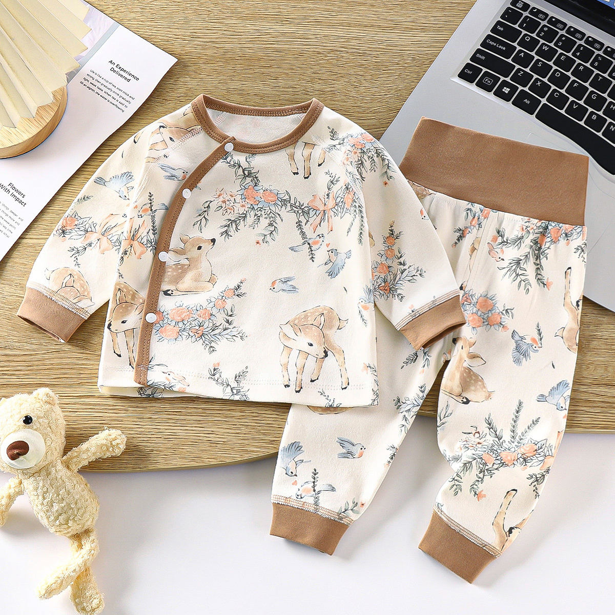 Baby Cotton Warm Long Sleeve Pants T-shirt Set