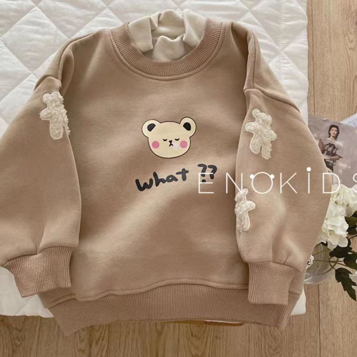 Autumn and winter boys and girls long-sleeved half-high collar thickened sweatshirt