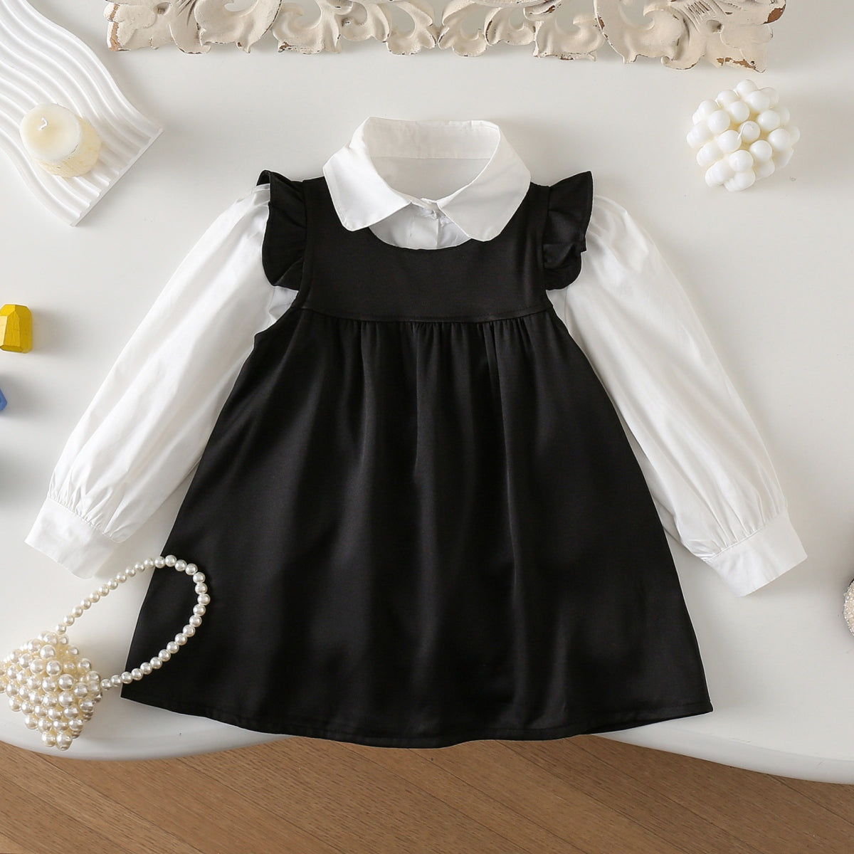 Children's suit girls college style shirt + flying sleeve dress suit girl baby jk vest skirt two-piece suit