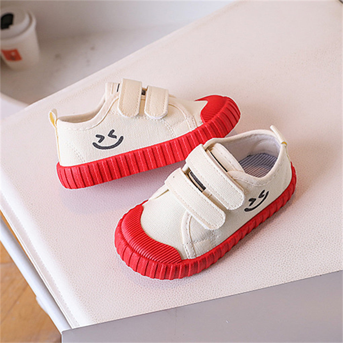 Children's colorful sole smiley face canvas shoes