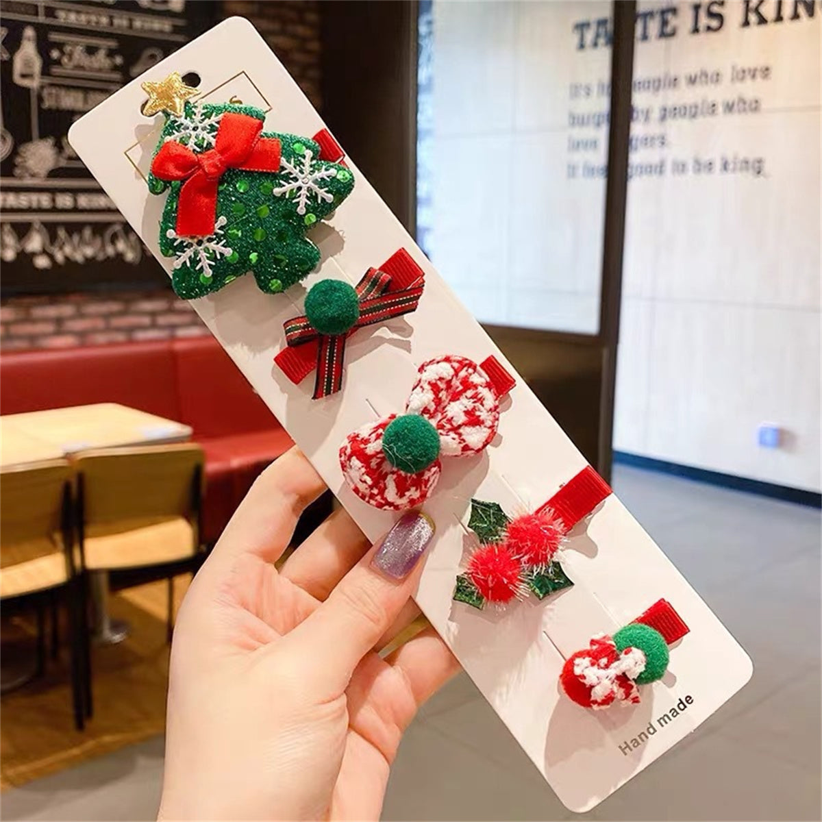 Children's Christmas cute cartoon fabric bell elk snowflake Christmas tree hairpin