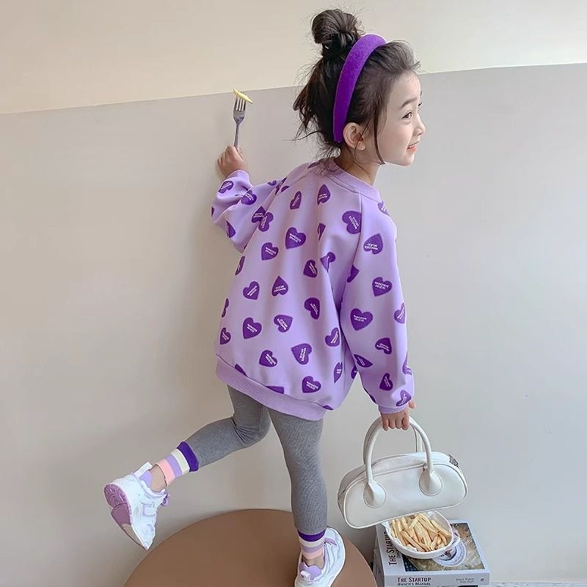 Autumn new cute girls sweatshirt two piece suit