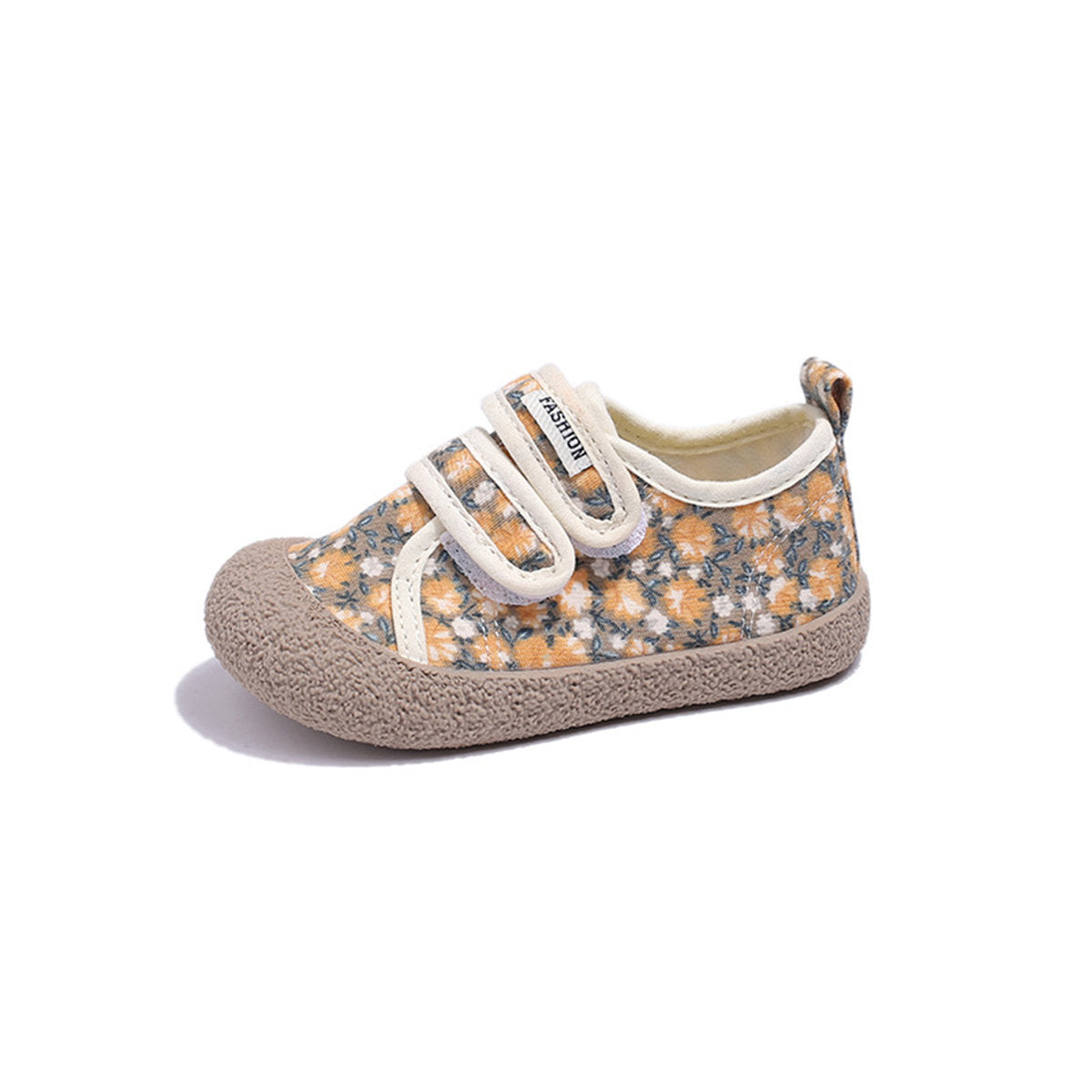 Children's and girls' cute casual style floral Velcro soft sole non-stuffy low-top canvas shoes