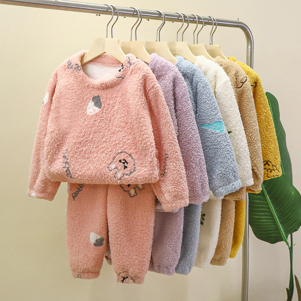 Baby plush warm home wear set