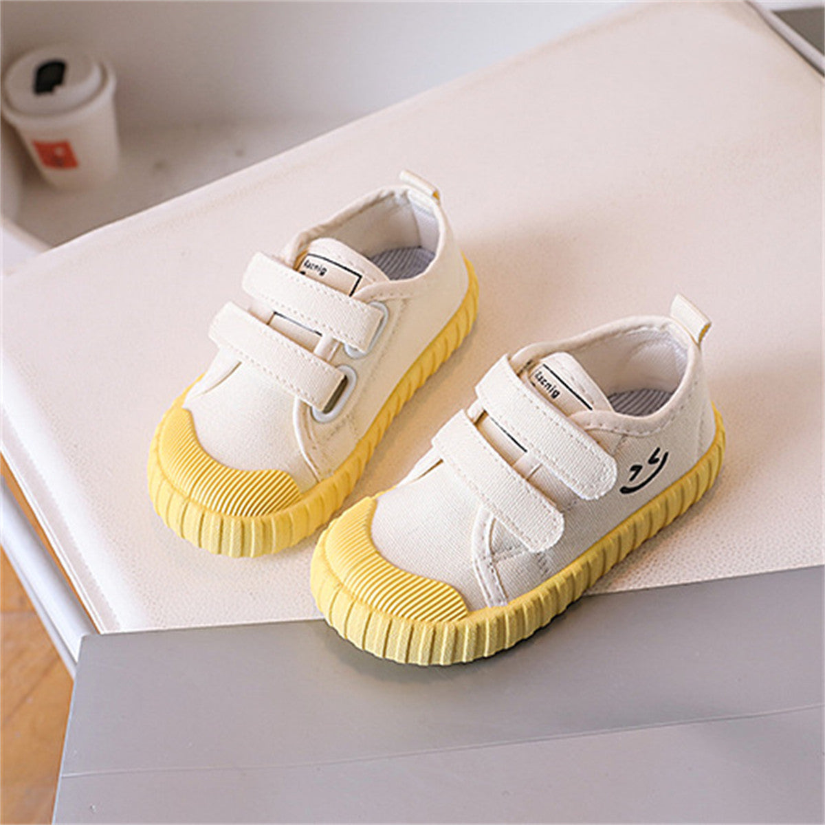 Children's colorful sole smiley face canvas shoes