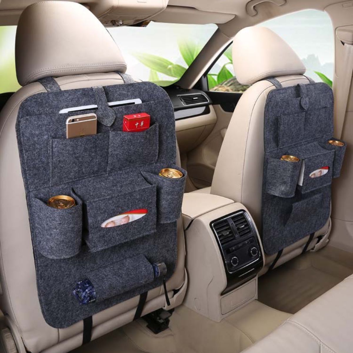 Seat storage bag hanging bag felt seat back bag storage bag car supplies multi-function car storage box