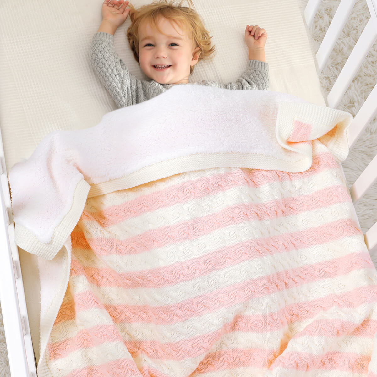 Baby striped velvet throw baby blanket