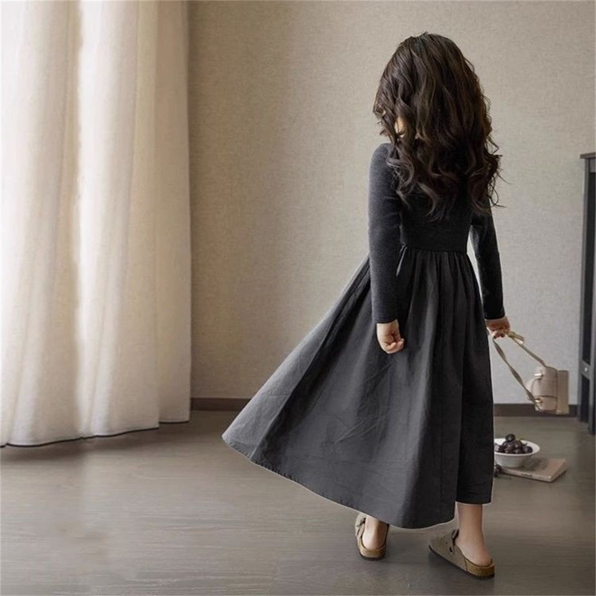 Autumn knitted patchwork long-sleeved skirt