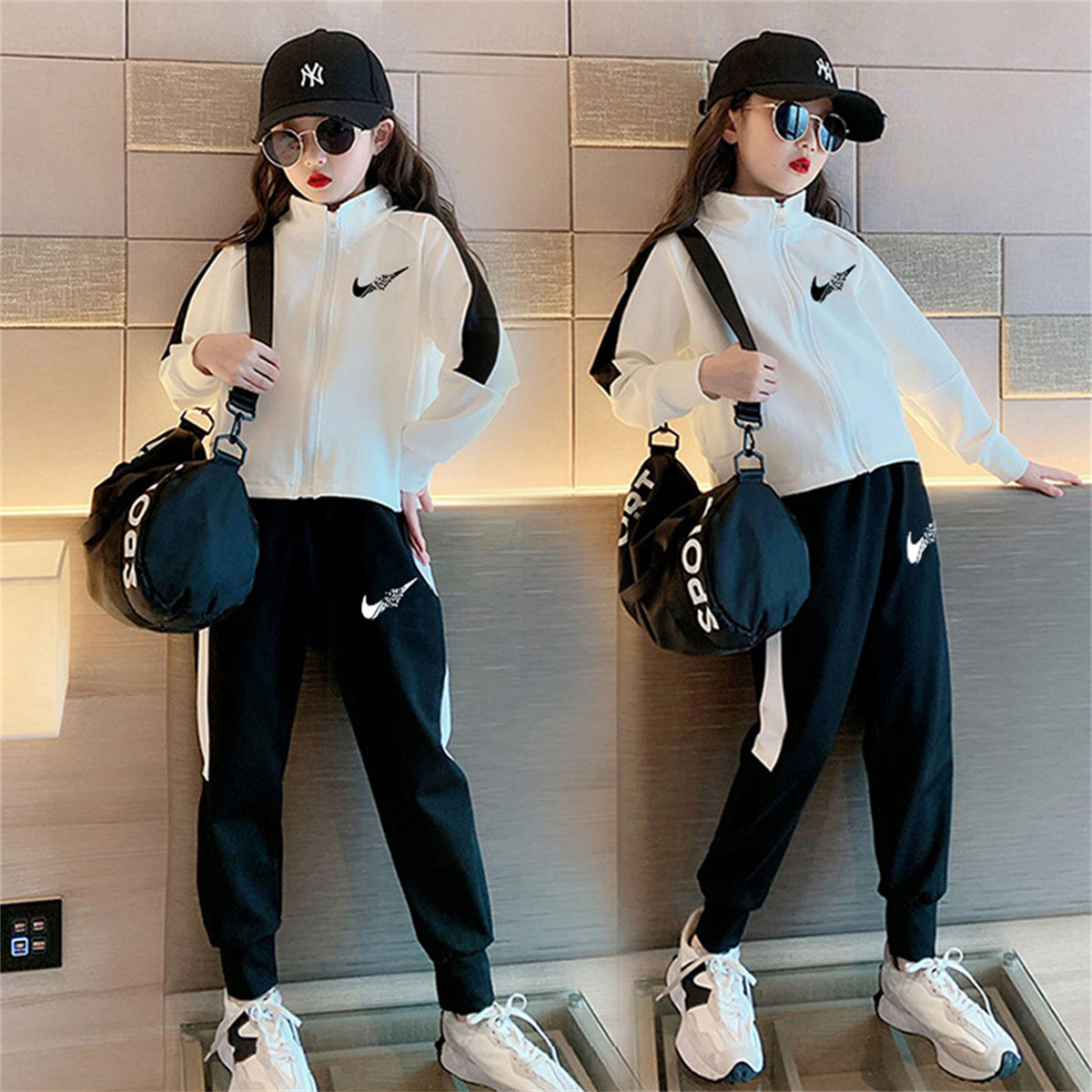 Fashion sports casual long-sleeved sweatshirt two-piece suit