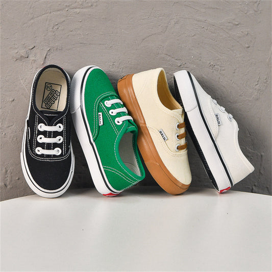 Solid color casual style breathable low-top canvas shoes for boys and girls