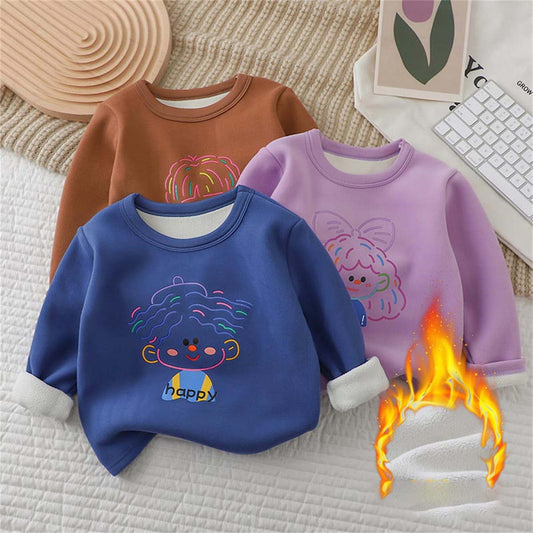 children&#39;s autumn and winter fleece round neck bottoming sweatshirt