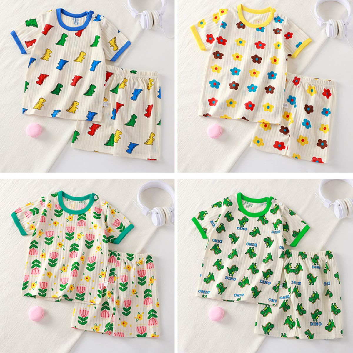 Children's short-sleeved suit pure cotton girls summer clothes two-piece suit children's clothing boys baby T-shirt summer clothes