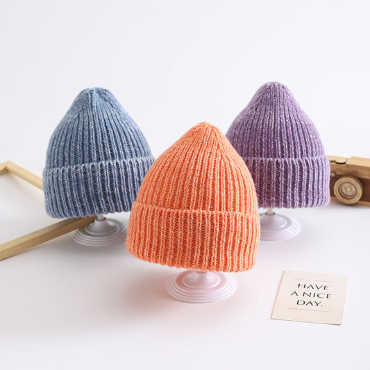 Children's solid color wool hat