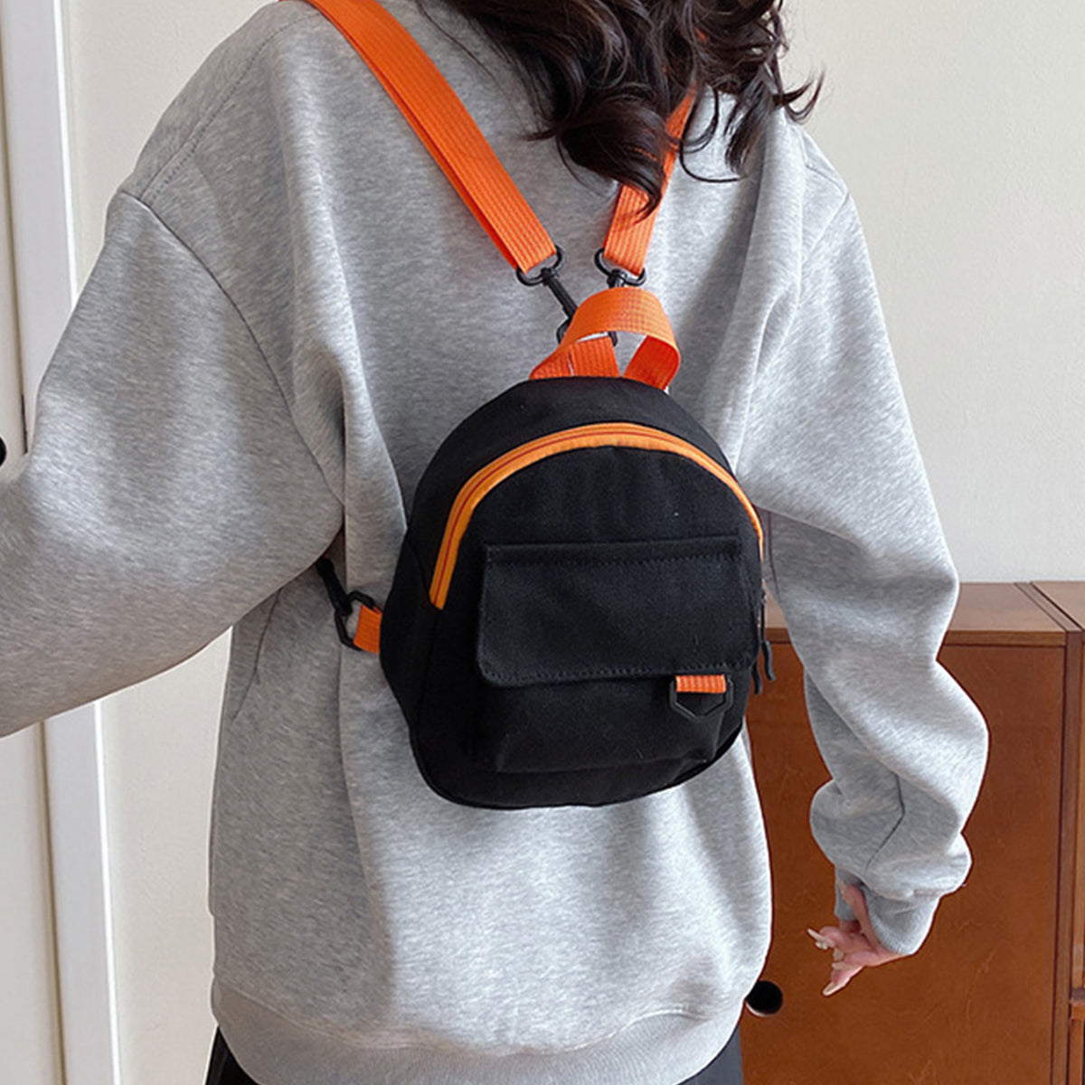 Children's solid color casual backpack