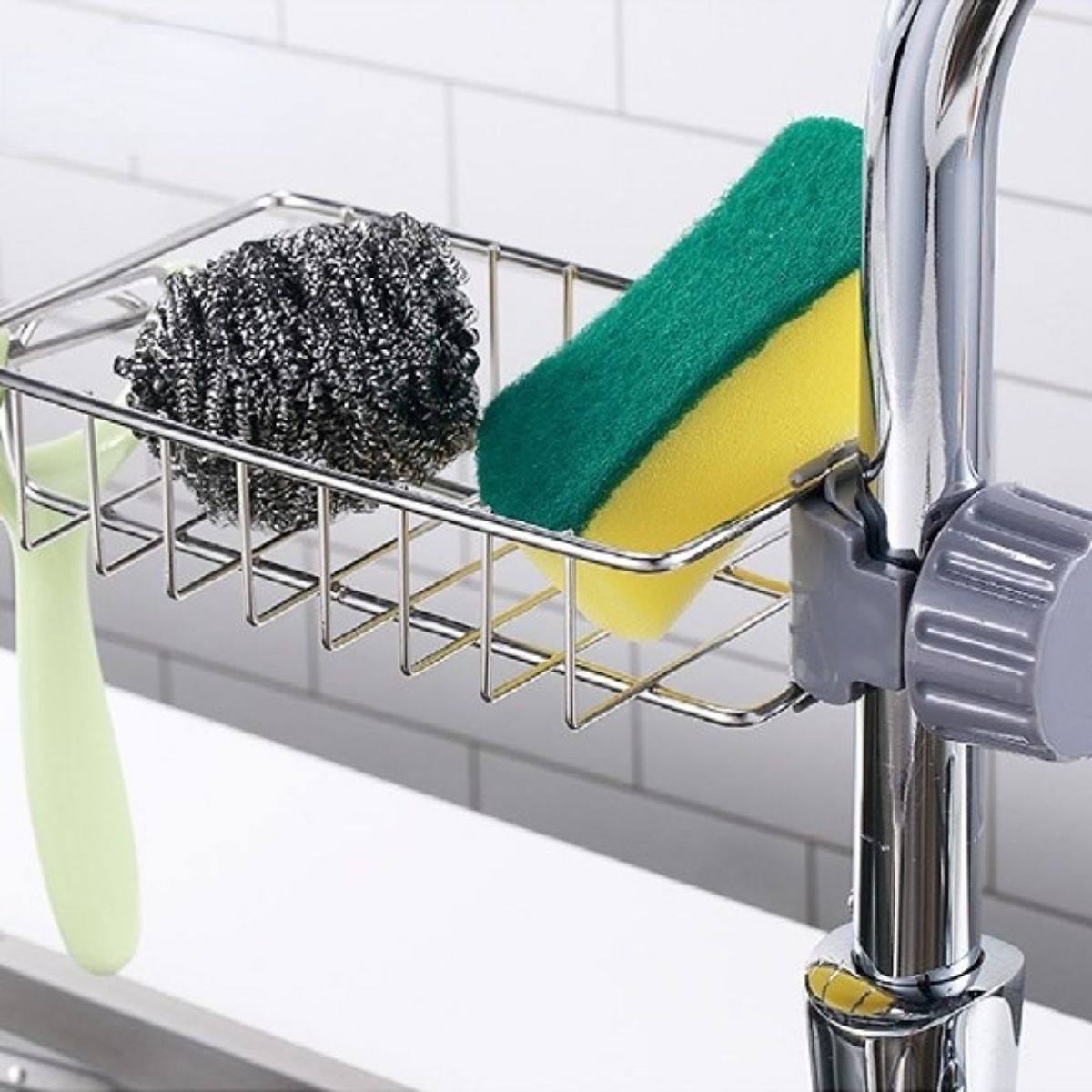 Home kitchen faucet rack sink sponge drain basket bathroom supplies toilet storage rack punch-free