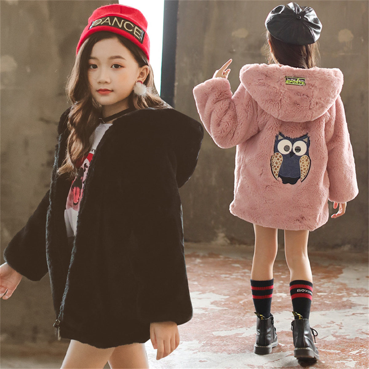 Children's thickened velvet winter coat for middle and large children autumn and winter fashion coat