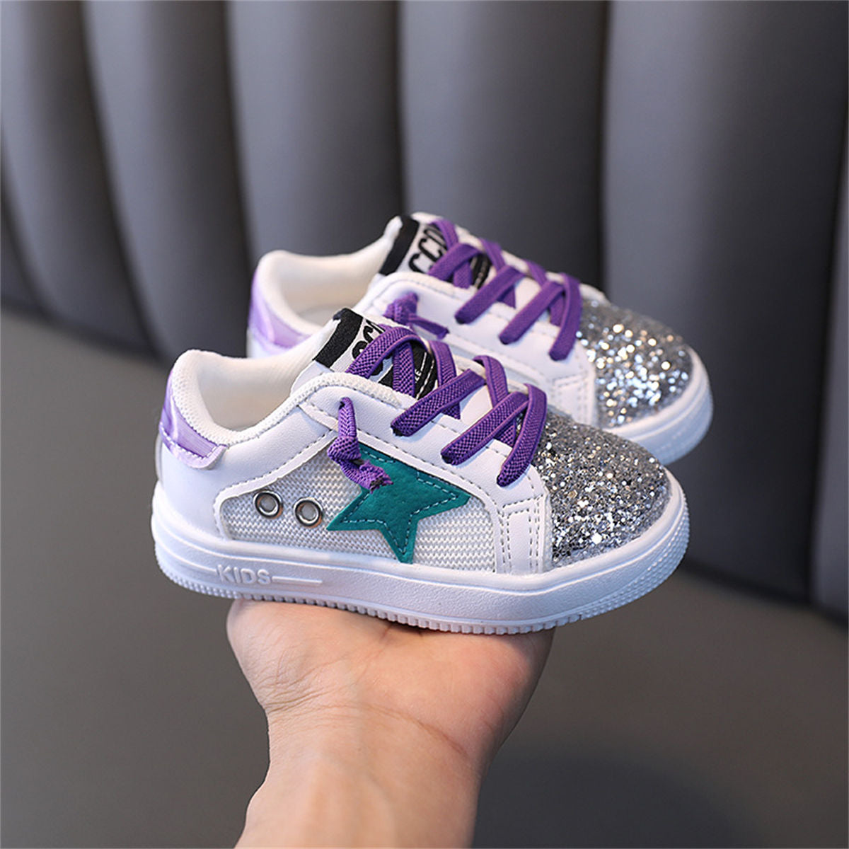 Toddler Girls Autumn Fashion Urban Style Sequined Stars Low-top Sneakers