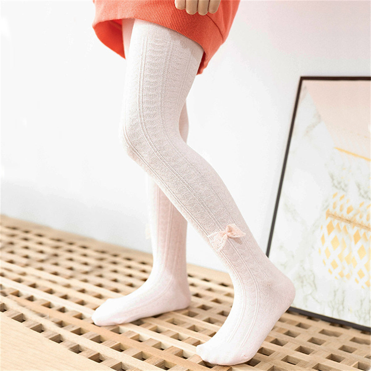 Baby Girl Bowknot Solid Color Footless Leggings Tights