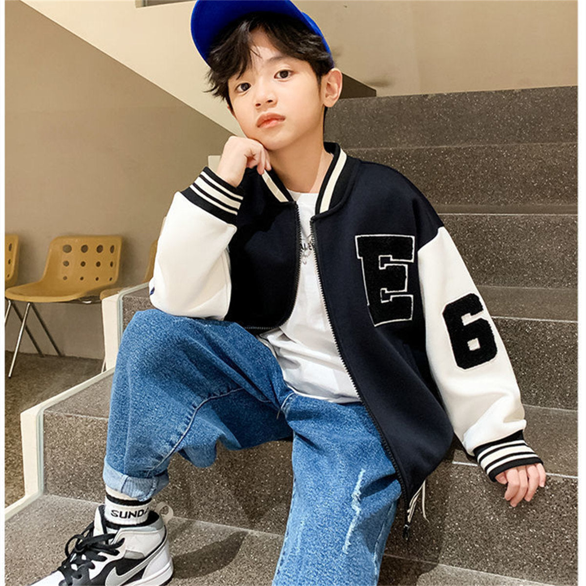 Boys' long sleeve baseball jacket, stylish and versatile