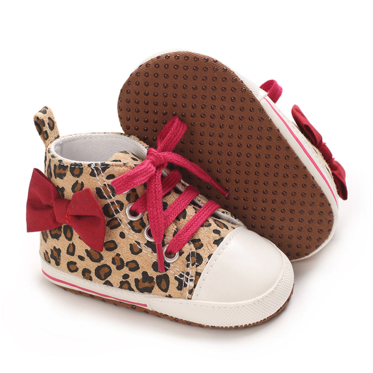 Baby high top leopard print canvas shoes