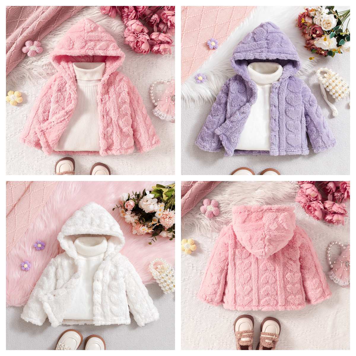 Girls autumn one-piece hooded top warm loose princess style