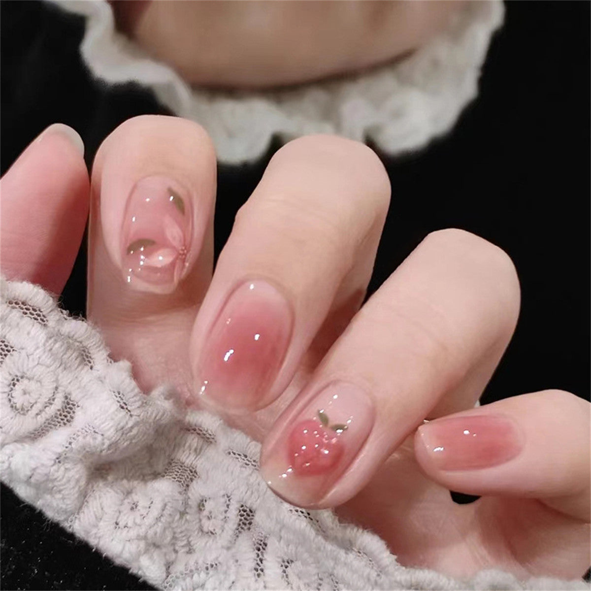 Camellia 3D Light-changing Love Girl Blush Nail Art