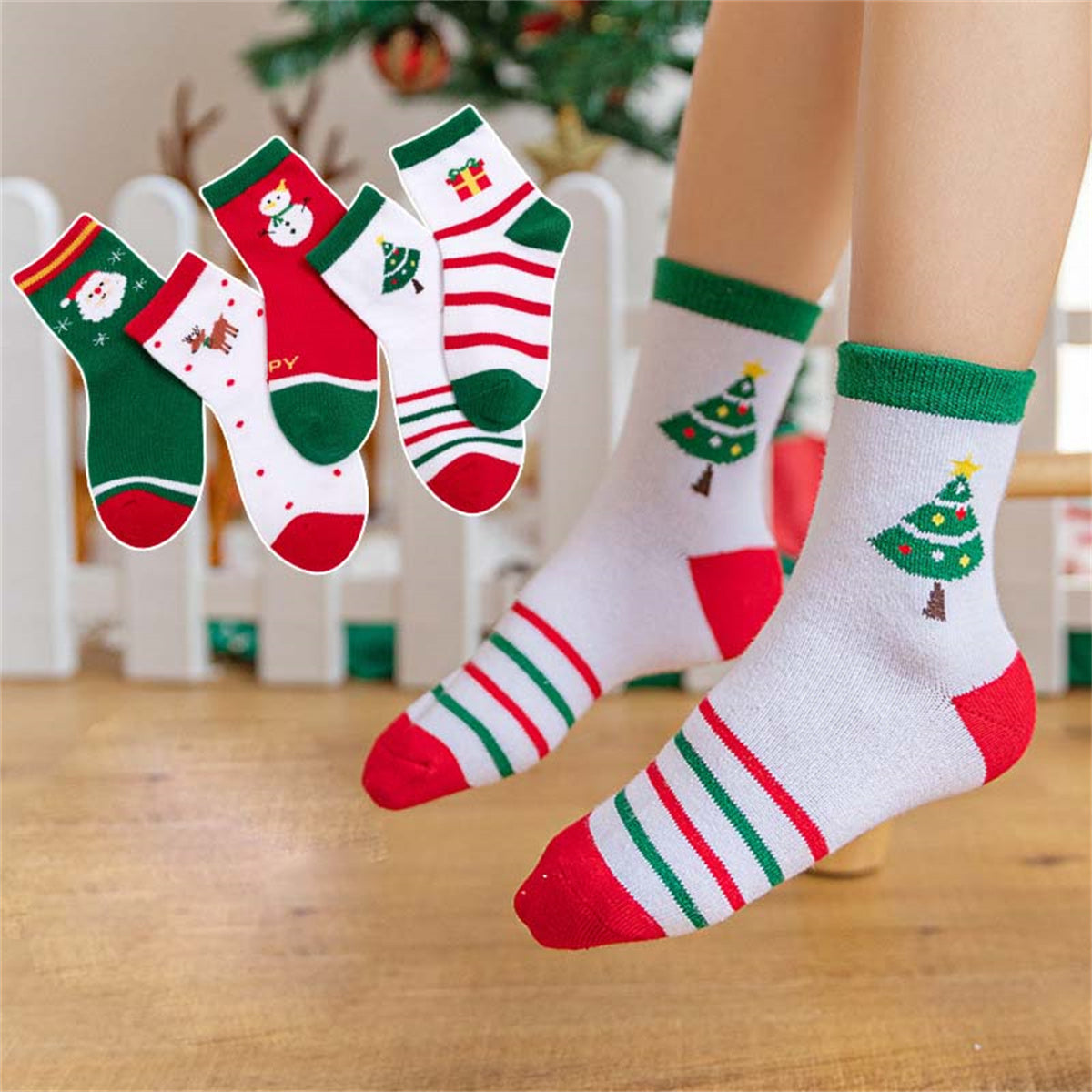 Children's boys and girls Christmas cute funny cotton breathable socks set