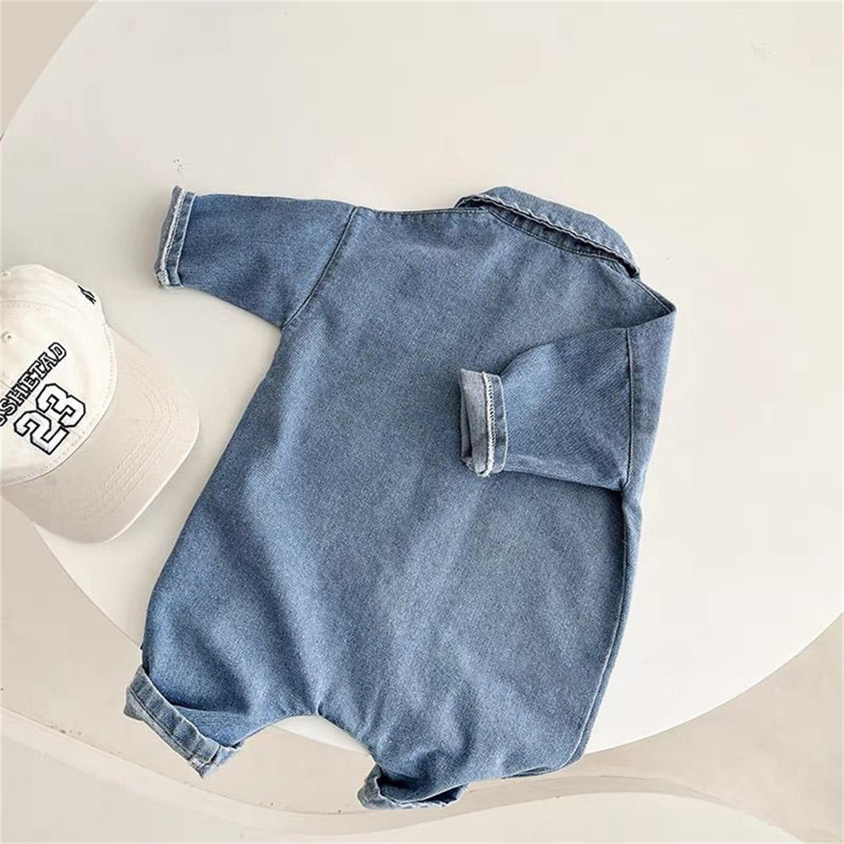 Baby denim bear romper