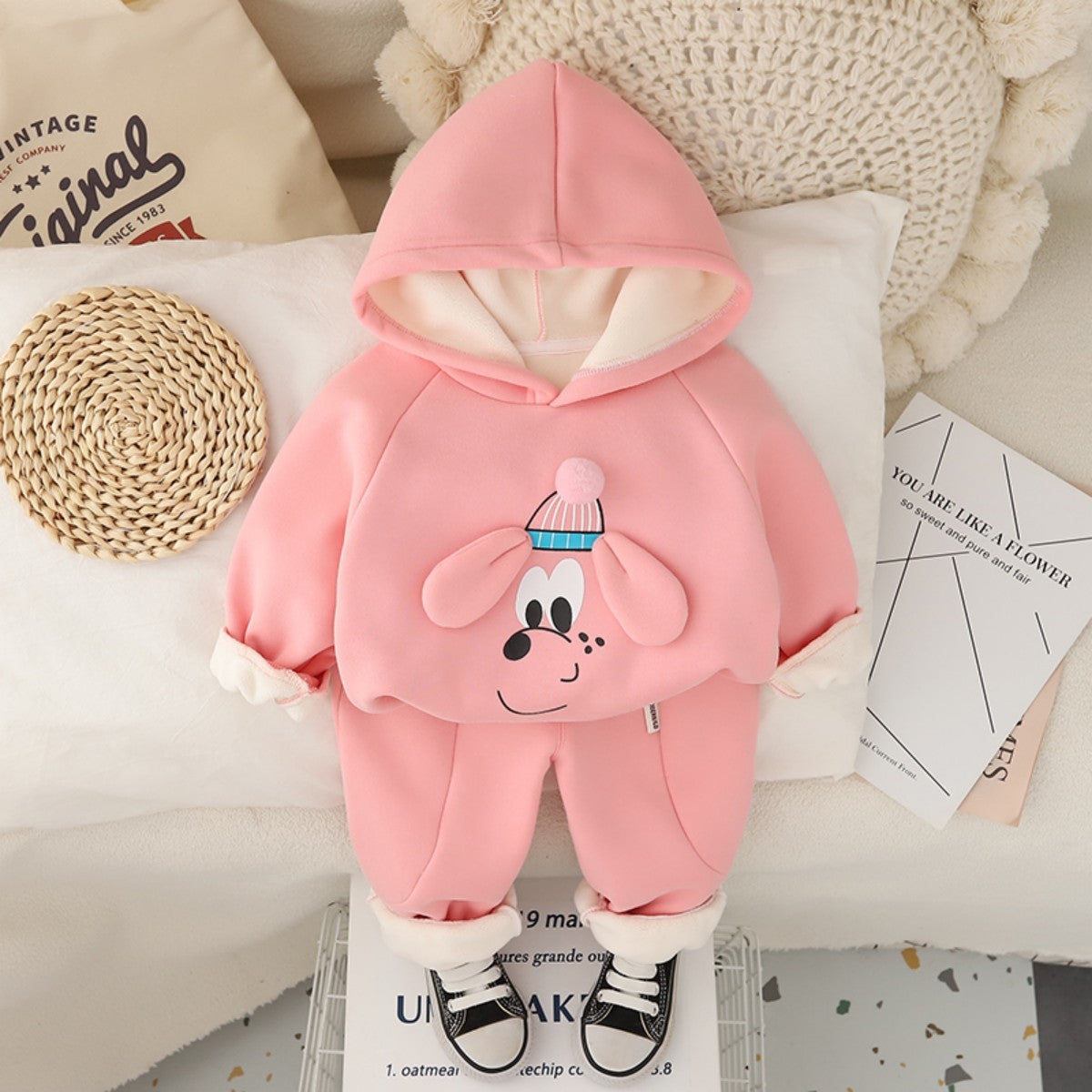 Girls cute suit autumn and winter style girls sweatshirt sweatpants casual two-piece suit children's winter style