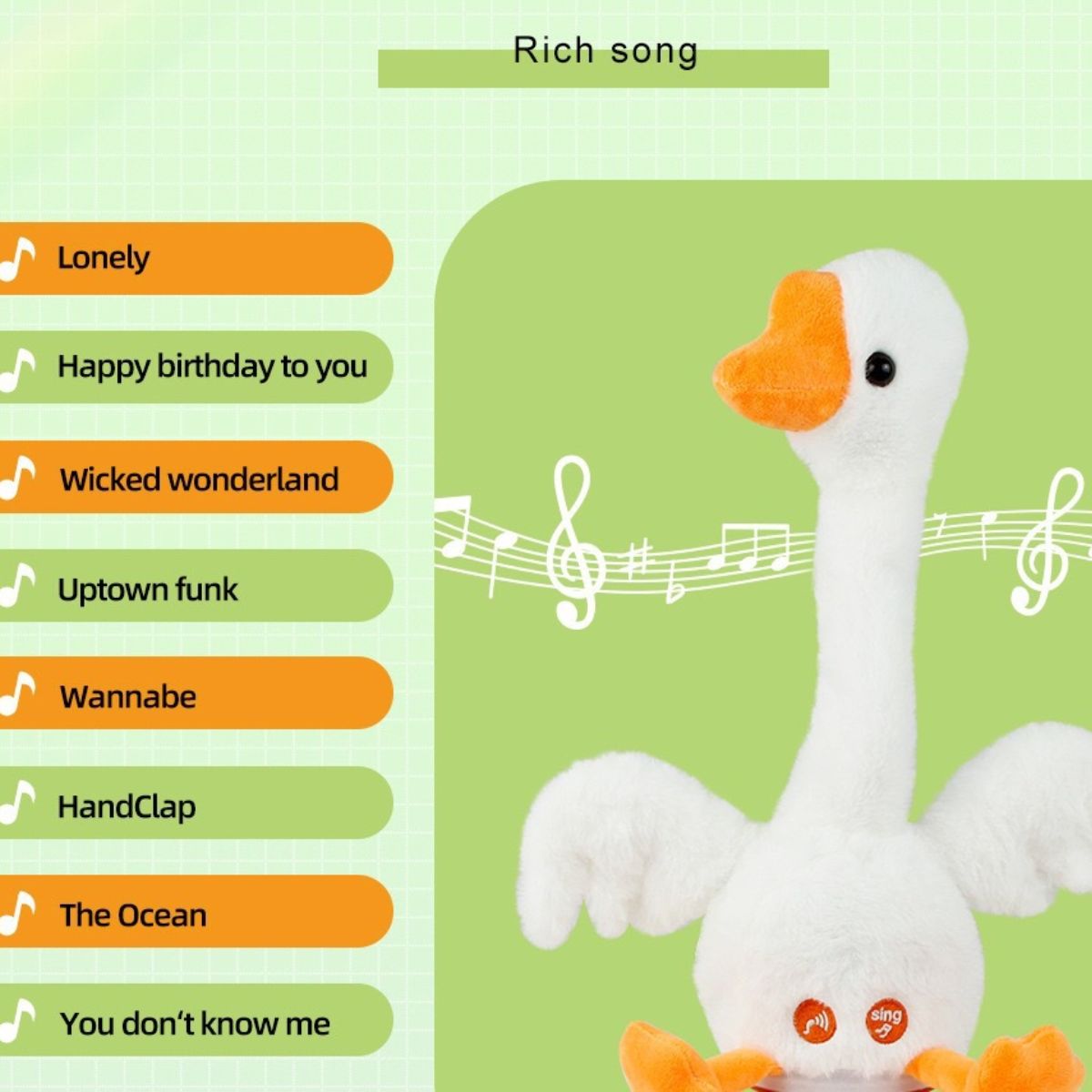 Ring tossing dancing duck electric toy