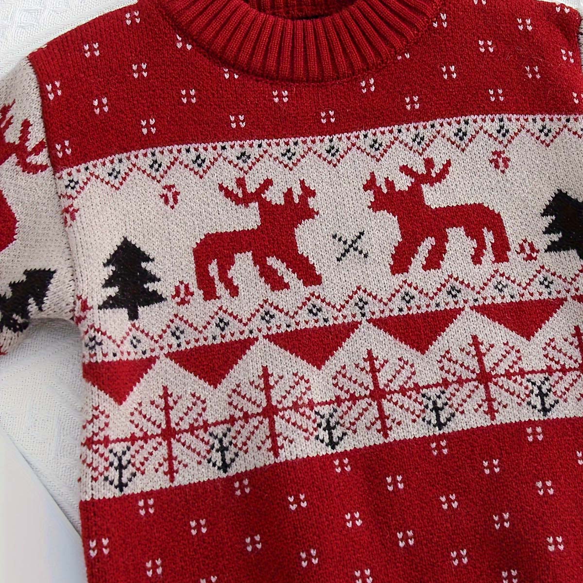 Boys and girls sweaters autumn and winter new Christmas tree red tops knitted pullovers