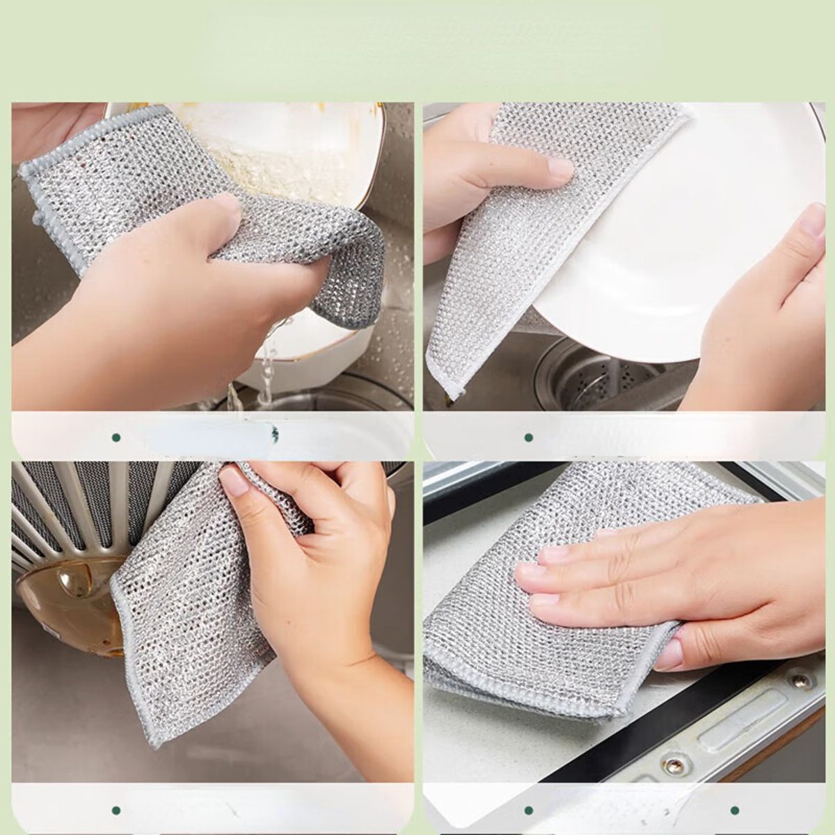 Double-sided silver wire cleaning cloth steel wire dish cloth 6 pieces