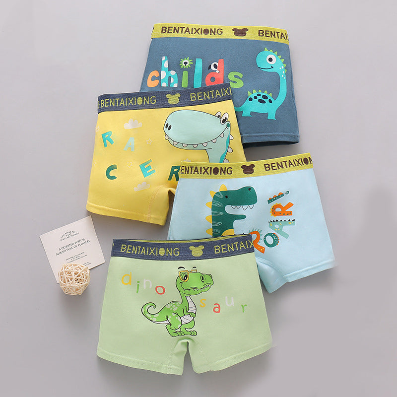 4 Pairs of Children's Underwear Cotton Boys Boxer Shorts