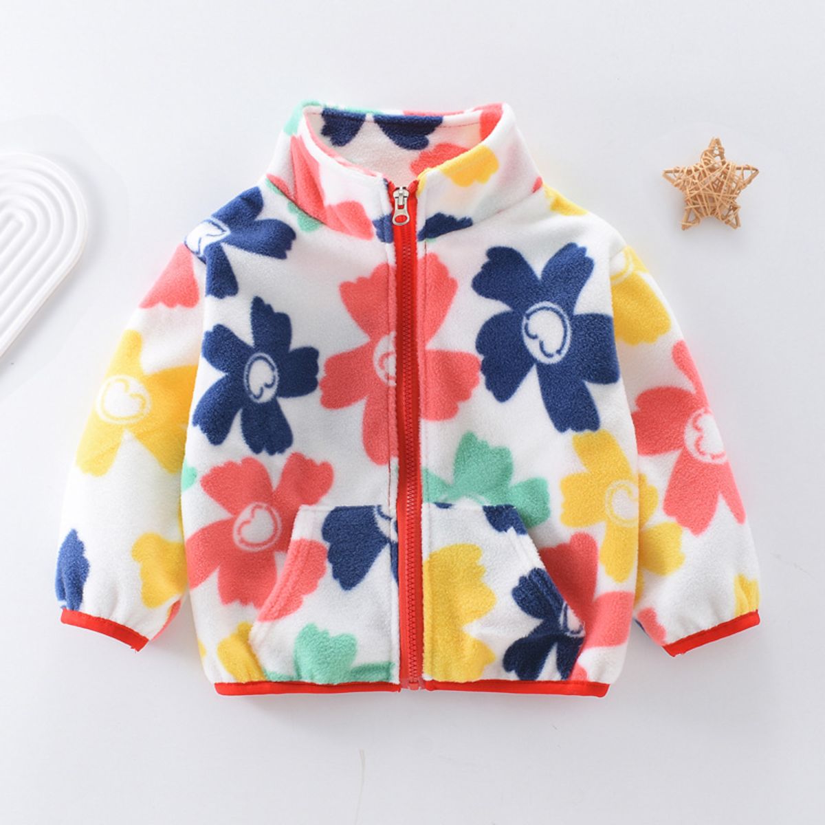 Children's spring and autumn jackets, girls' fleece warm tops, plush tops, baby's autumn and winter clothes for going out