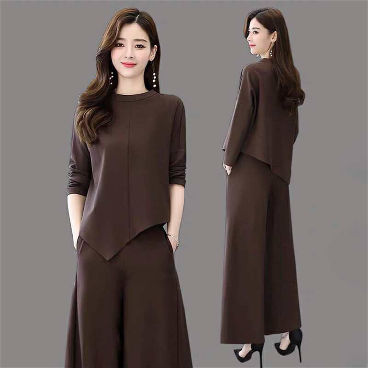 Women's slim casual temperament skirt and pants two-piece suit